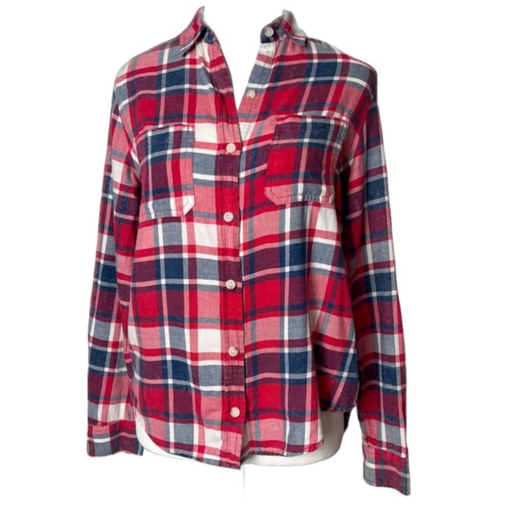 Universal Thread Red Blue Checkered Plaid Button Up Shirt Size‎ XS